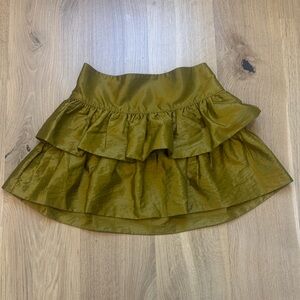 Chic Olive Ruffle Mini Skirt